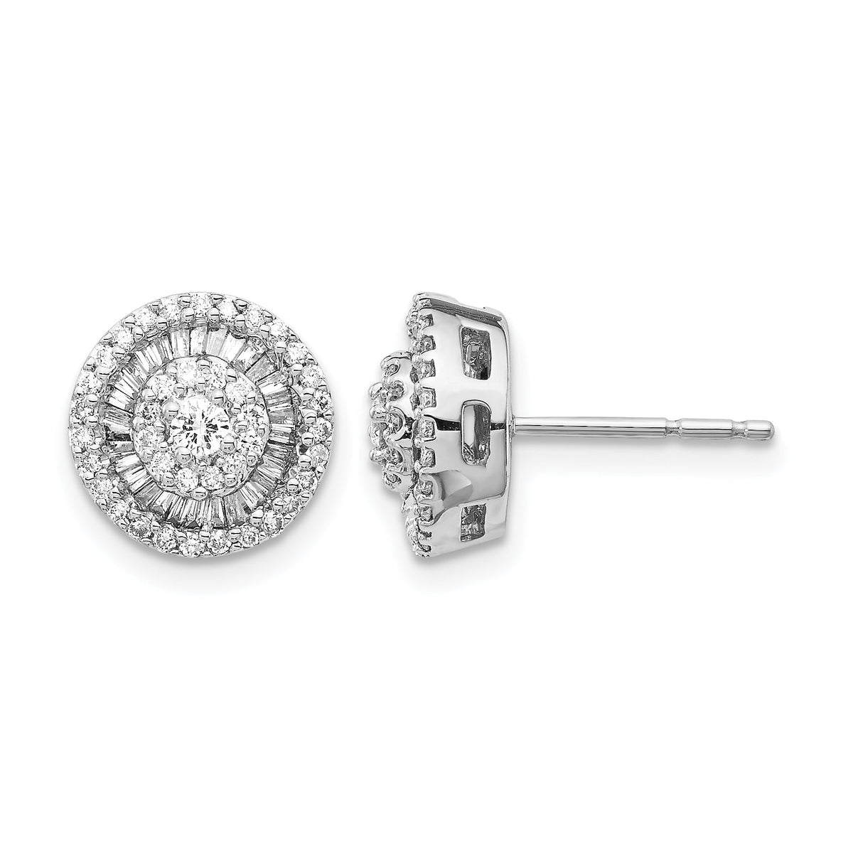 14k White Gold Diamond Cluster Post Earrings-EM5490-050-WA