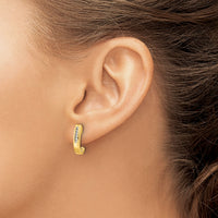 14k Diamond J-Hoop Post Earrings-EM5492-010-YA