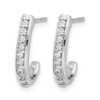14k White Gold Diamond J-Hoop Post Earrings-EM5493-020-WA