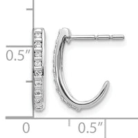14k White Gold Diamond J-Hoop Post Earrings-EM5493-020-WA