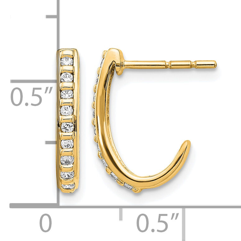 14k Diamond J-Hoop Post Earrings-EM5493-020-YA