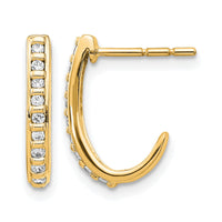 14k Diamond J-Hoop Post Earrings-EM5493-020-YA