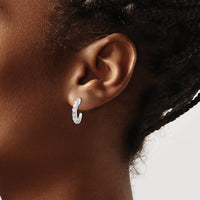 14k White Gold Diamond J-Hoop Post Earrings-EM5494-033-WA