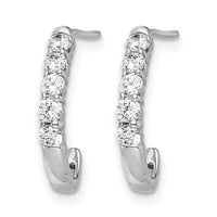 14k White Gold Diamond J-Hoop Post Earrings-EM5495-050-WA