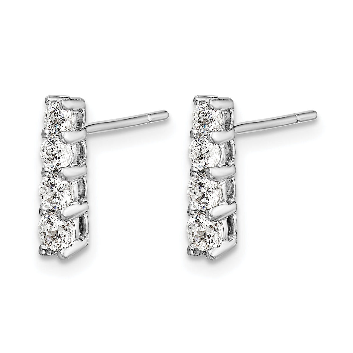 14k White Gold 4-stone Diamond Post Earrings-EM5496-050-WA