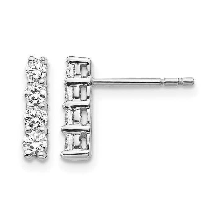 14k White Gold 4-stone Diamond Post Earrings-EM5496-050-WA