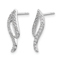 14k White Gold Diamond Wave Post Earrings-EM5499-025-WA