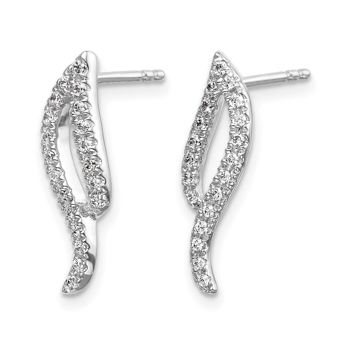 14k White Gold Diamond Wave Post Earrings-EM5499-025-WA