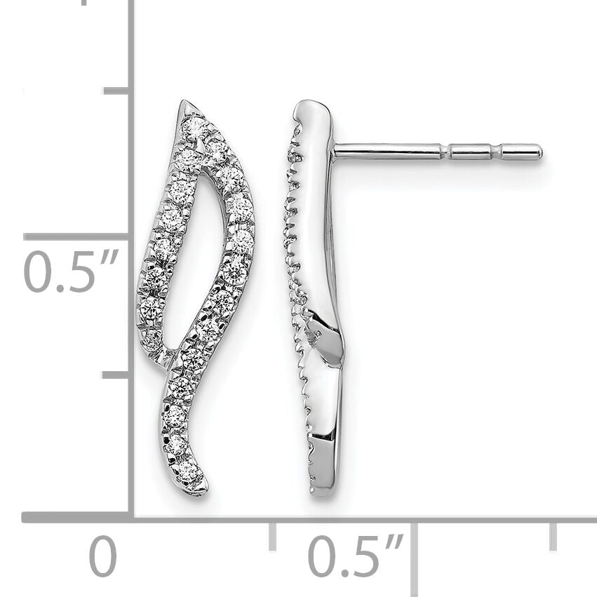 14k White Gold Diamond Wave Post Earrings-EM5499-025-WA