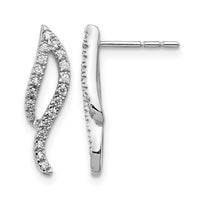 14k White Gold Diamond Wave Post Earrings-EM5499-025-WA
