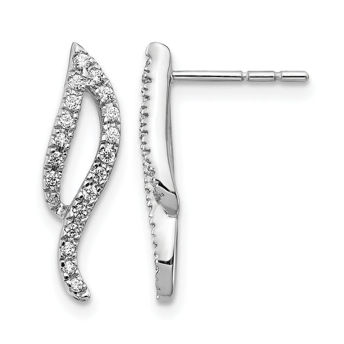 14k White Gold Diamond Wave Post Earrings-EM5499-025-WA