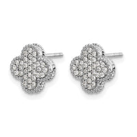 14k White Gold Diamond Quatrefoil Post Earrings-EM5500-033-WA