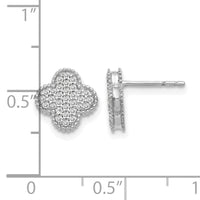 14k White Gold Diamond Quatrefoil Post Earrings-EM5500-033-WA