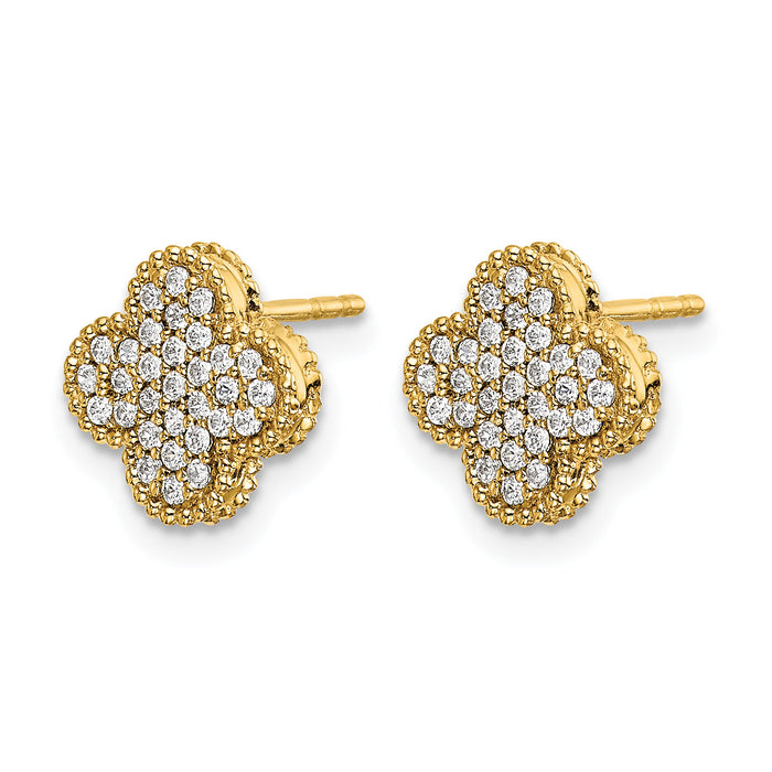 14k Diamond Quatrefoil Post Earrings-EM5500-033-YA