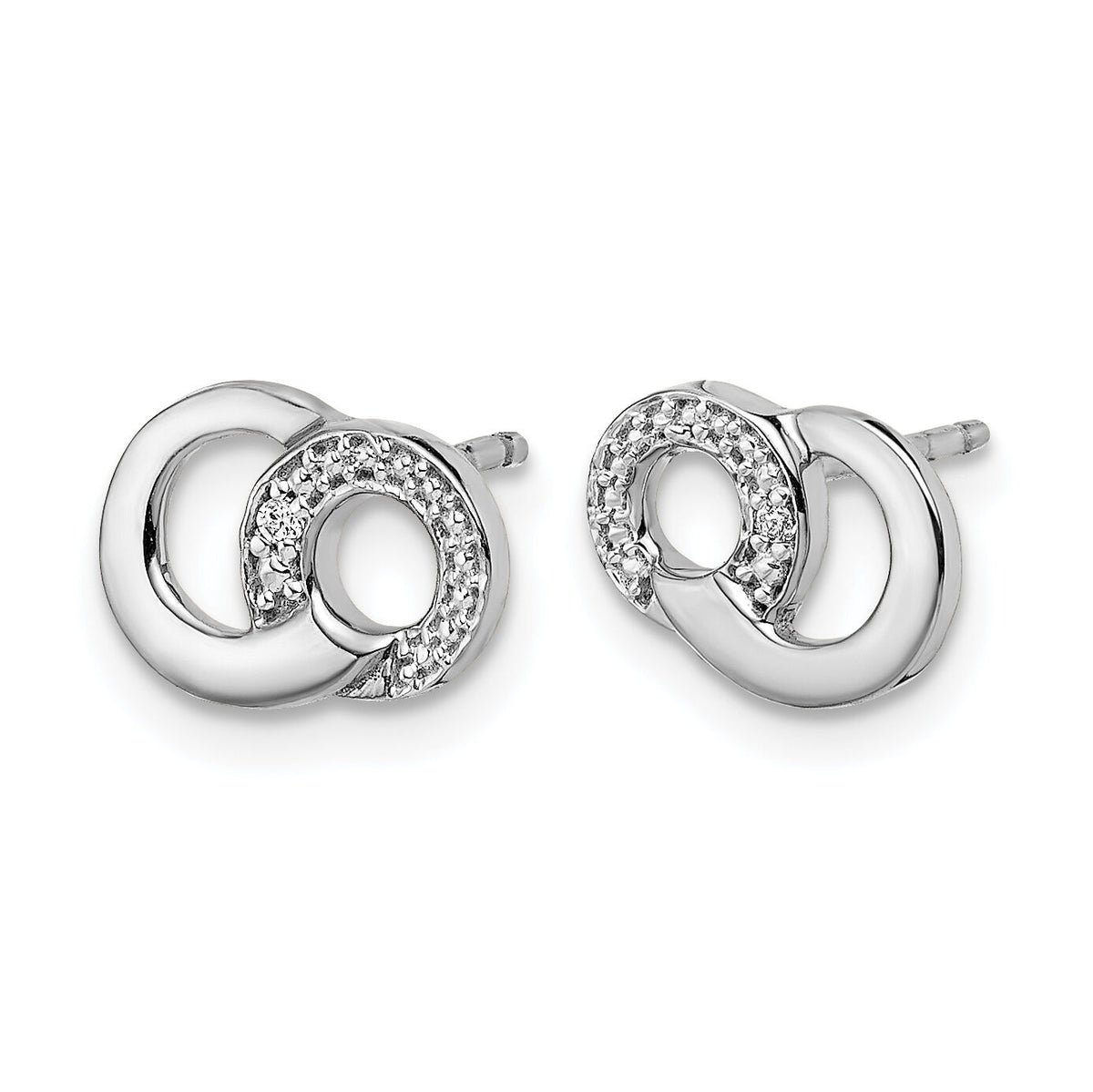 14k White Gold Diamond Circles Post Earrings-EM5501-001-WA