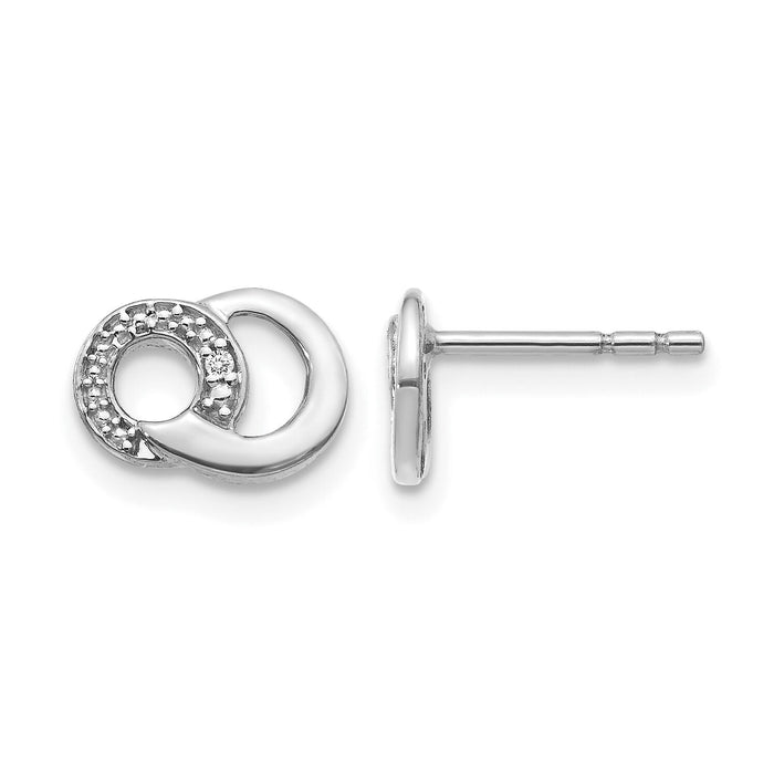 14k White Gold Diamond Circles Post Earrings-EM5501-001-WA