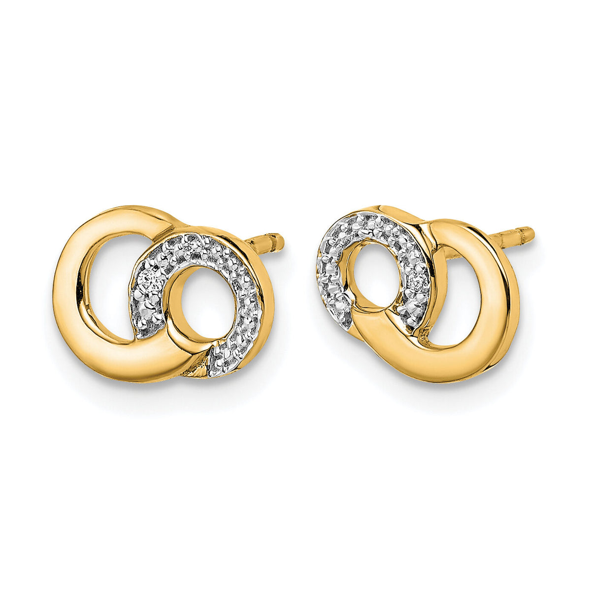 14k with White Rhodium Diamond Circles Post Earrings-EM5501-001-YA