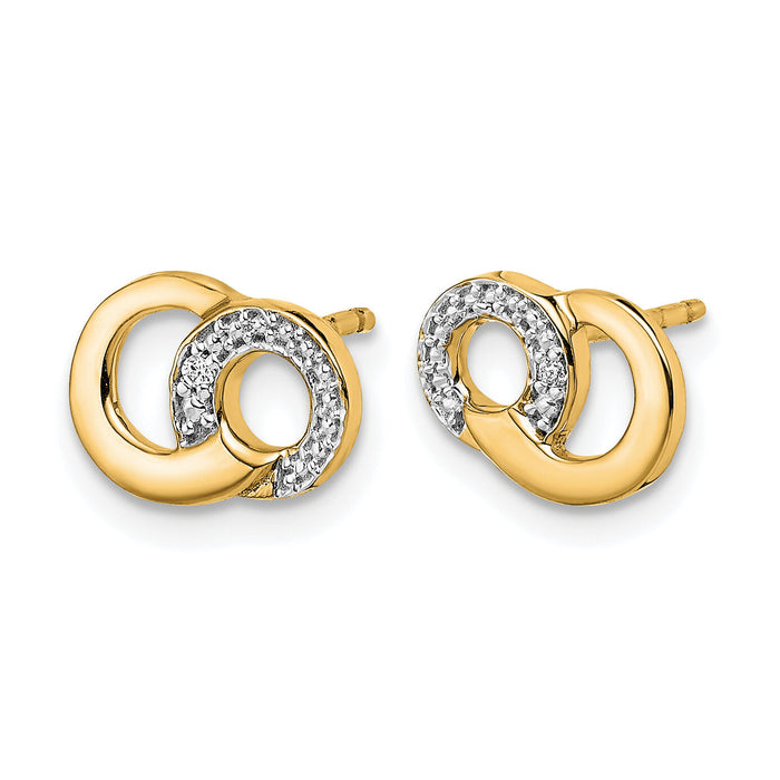 14k with White Rhodium Diamond Circles Post Earrings-EM5501-001-YA