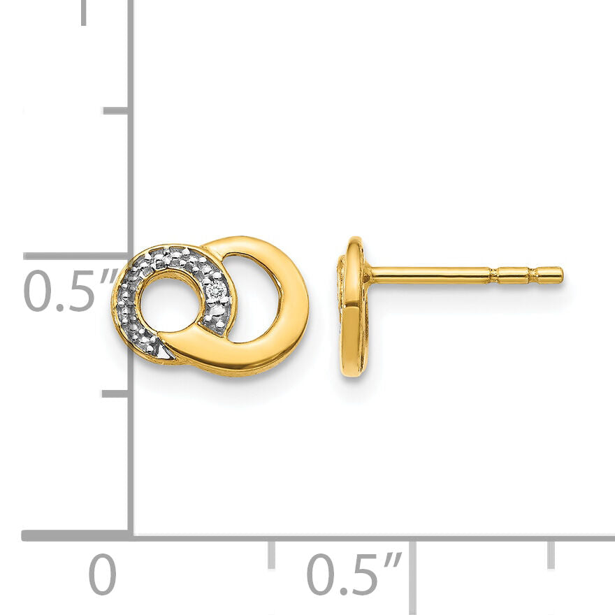 14k with White Rhodium Diamond Circles Post Earrings-EM5501-001-YA