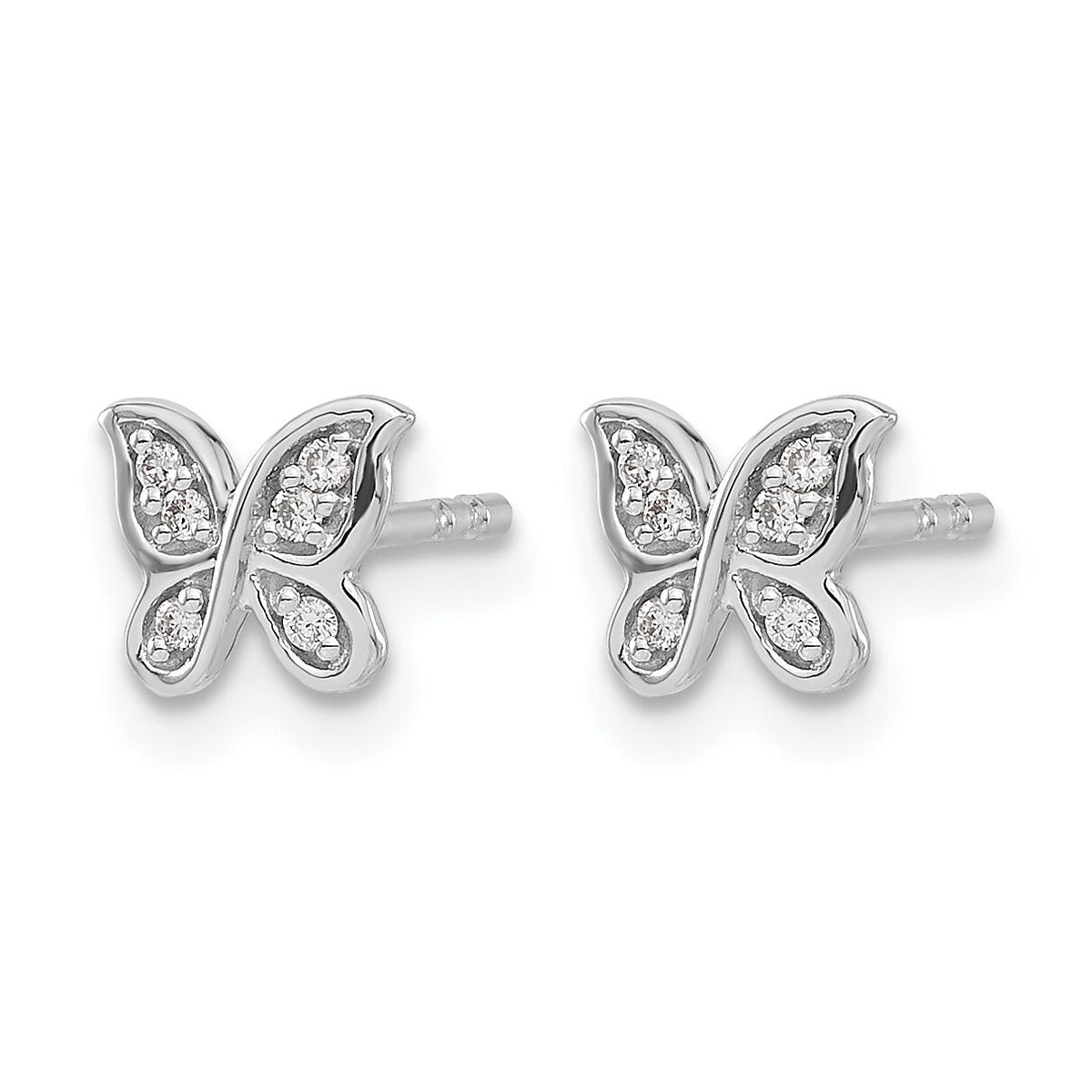 14k White Gold Diamond Butterfly Post Earrings-EM5503-005-WA