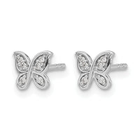 14k White Gold Diamond Butterfly Post Earrings-EM5503-005-WA