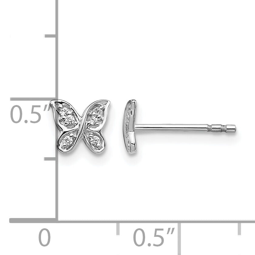 14k White Gold Diamond Butterfly Post Earrings-EM5503-005-WA