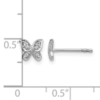 14k White Gold Diamond Butterfly Post Earrings-EM5503-005-WA