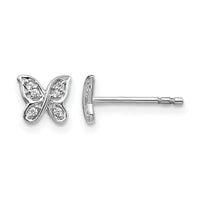 14k White Gold Diamond Butterfly Post Earrings-EM5503-005-WA