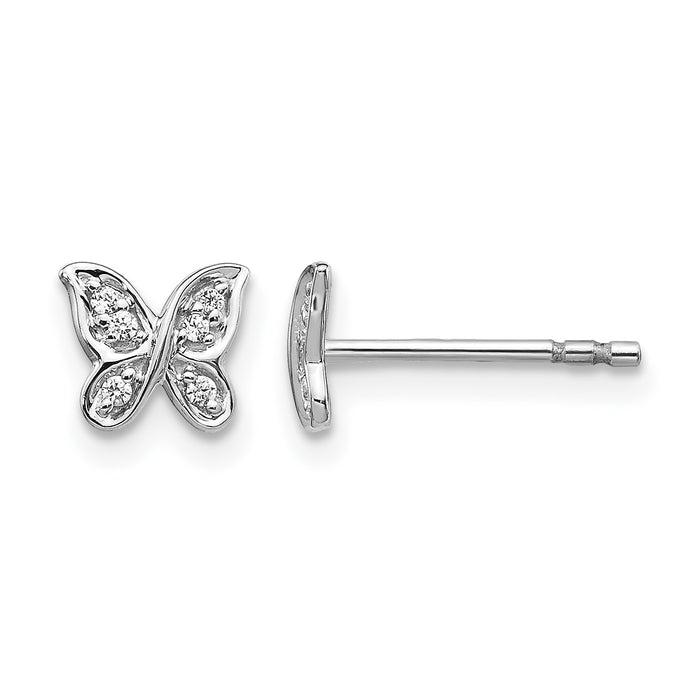 14k White Gold Diamond Butterfly Post Earrings-EM5503-005-WA