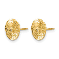 14k Small Textured Circle Diamond Earrings-EM5505-003-YA