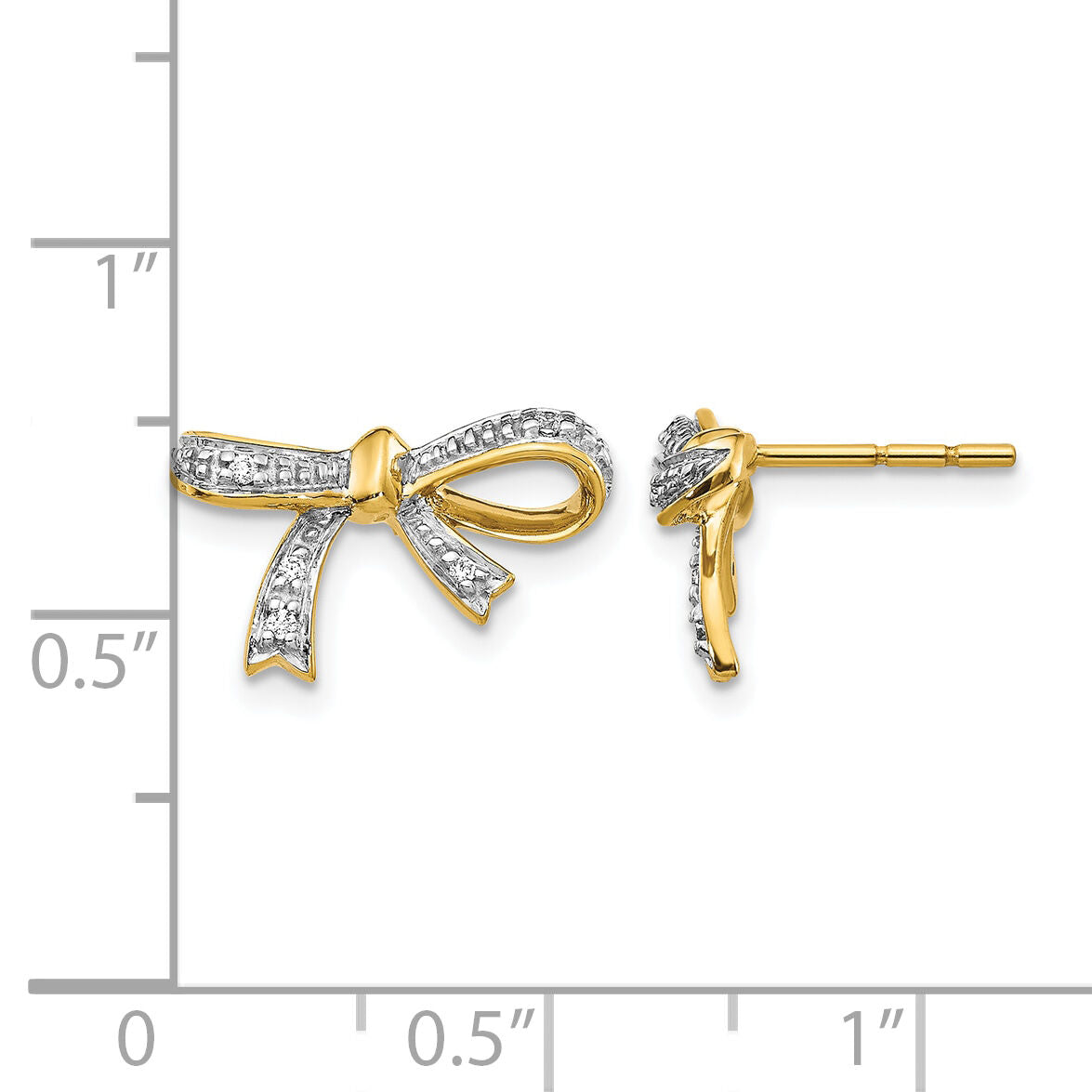 14k Diamond Bow Post Earrings-EM5507-005-YA