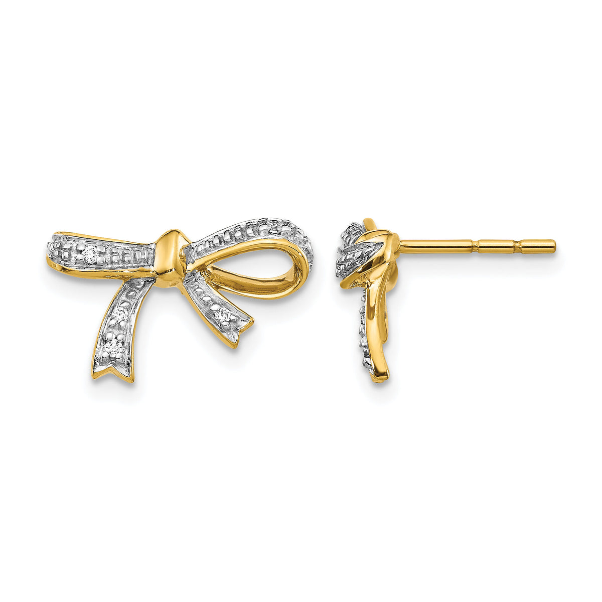 14k Diamond Bow Post Earrings-EM5507-005-YA