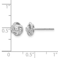 14k White Gold Diamond Knot Post Earrings-EM5508-013-WA