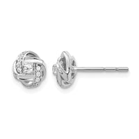 14k White Gold Diamond Knot Post Earrings-EM5508-013-WA