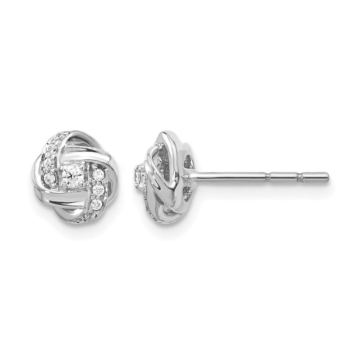14k White Gold Diamond Knot Post Earrings-EM5508-013-WA