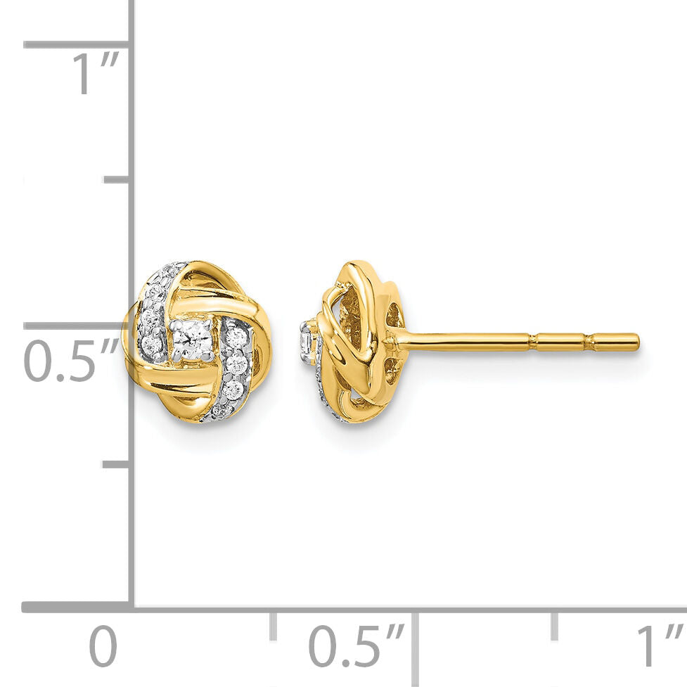 14k Diamond Knot Post Earrings-EM5508-013-YA