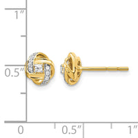 14k Diamond Knot Post Earrings-EM5508-013-YA