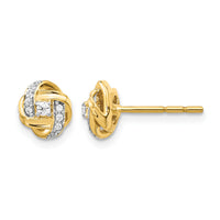 14k Diamond Knot Post Earrings-EM5508-013-YA