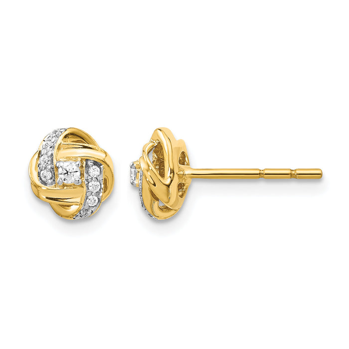 14k Diamond Knot Post Earrings-EM5508-013-YA