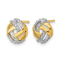 14k Diamond w/Rhodium Accents Round Post Earrings-EM5509-001-YA