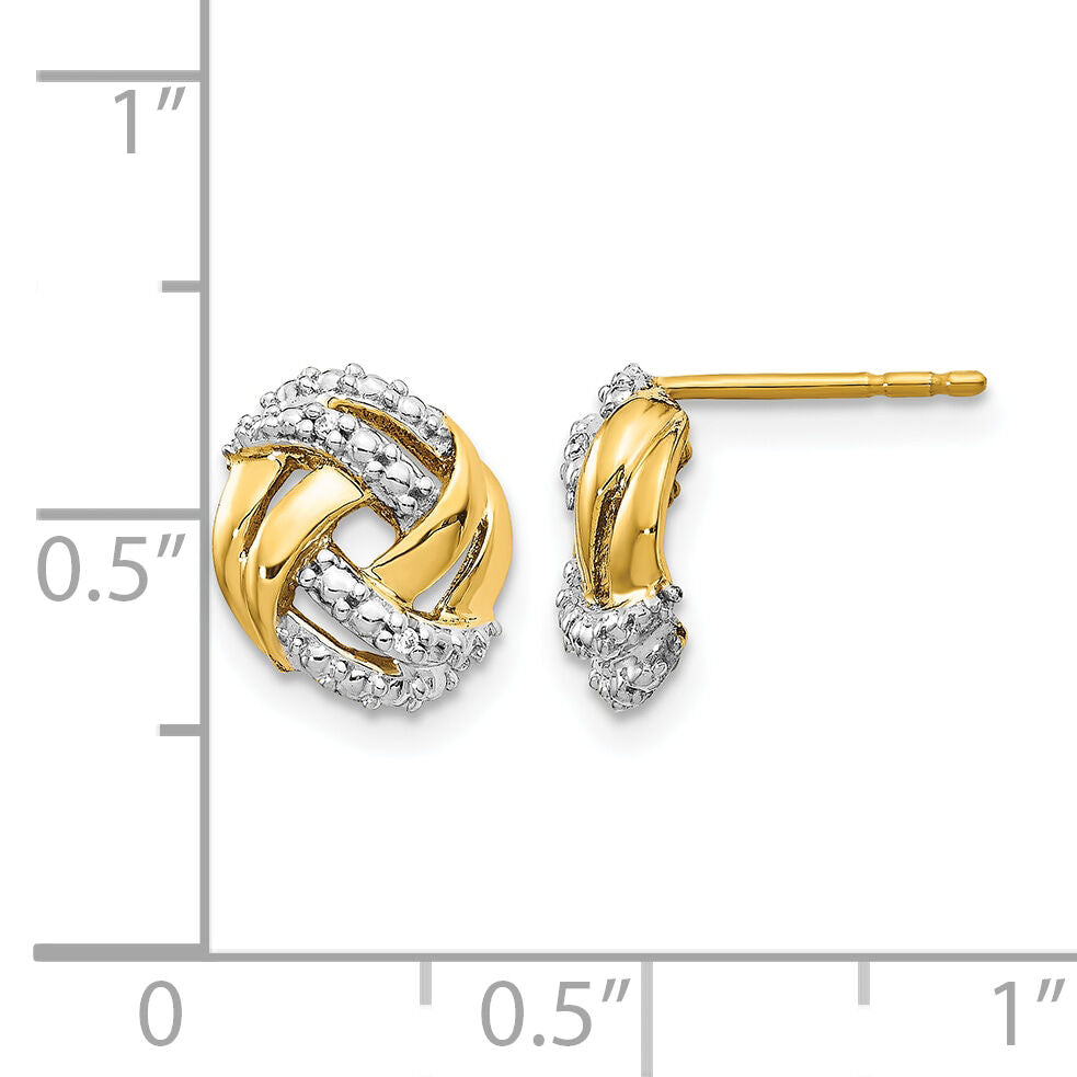 14k Diamond w/Rhodium Accents Round Post Earrings-EM5509-001-YA