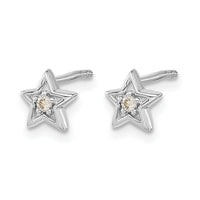 14k White Gold Diamond Star Post Earrings-EM5510-005-WA