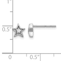 14k White Gold Diamond Star Post Earrings-EM5510-005-WA