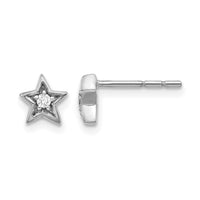 14k White Gold Diamond Star Post Earrings-EM5510-005-WA