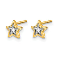 14k Gold Diamond Star Post Earrings-EM5510-005-YA