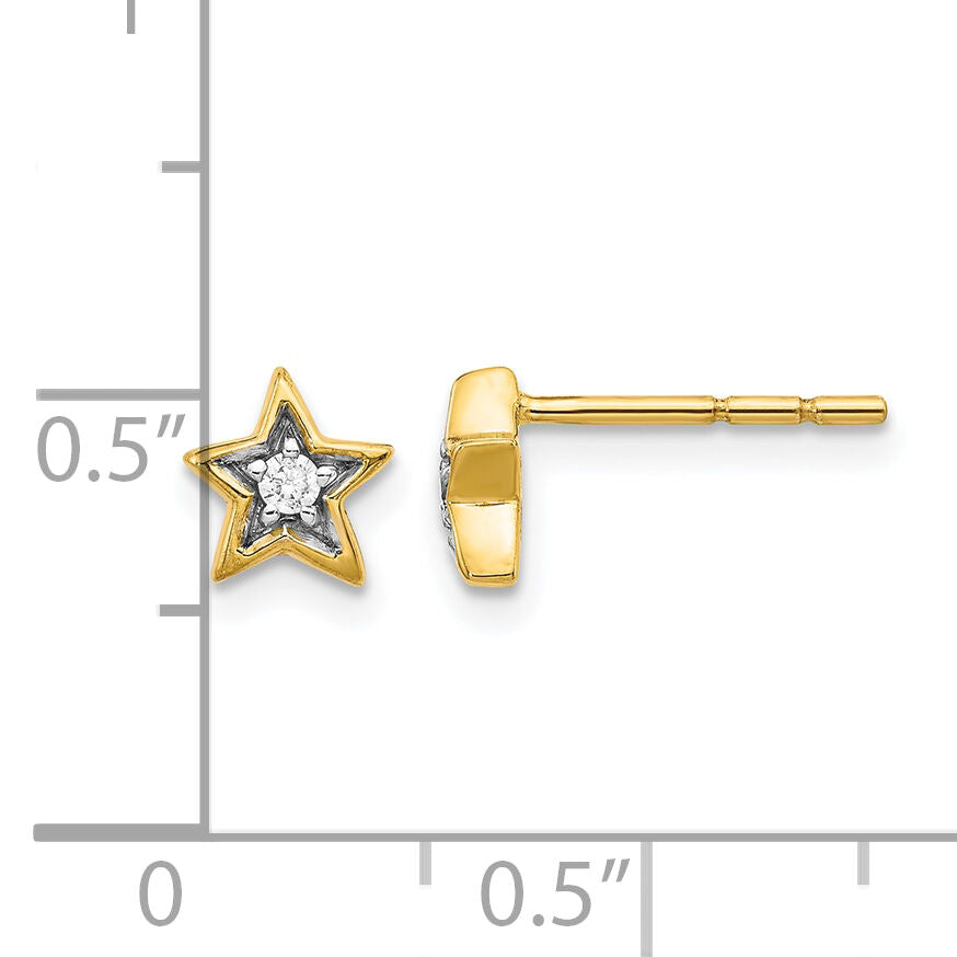 14k Gold Diamond Star Post Earrings-EM5510-005-YA
