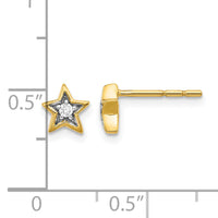14k Gold Diamond Star Post Earrings-EM5510-005-YA