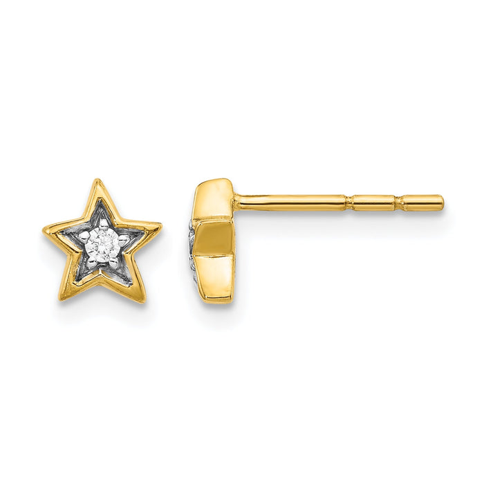 14k Gold Diamond Star Post Earrings-EM5510-005-YA