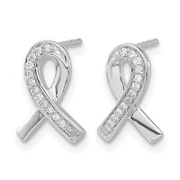 14k White Gold Diamond Awareness Ribbon Earrings-EM5512-010-WA