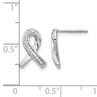 14k White Gold Diamond Awareness Ribbon Earrings-EM5512-010-WA